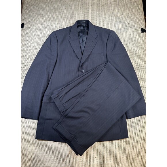 Polo University Club Ralph Lauren Mens 42L Blue Pinstripes Three Button Vintage